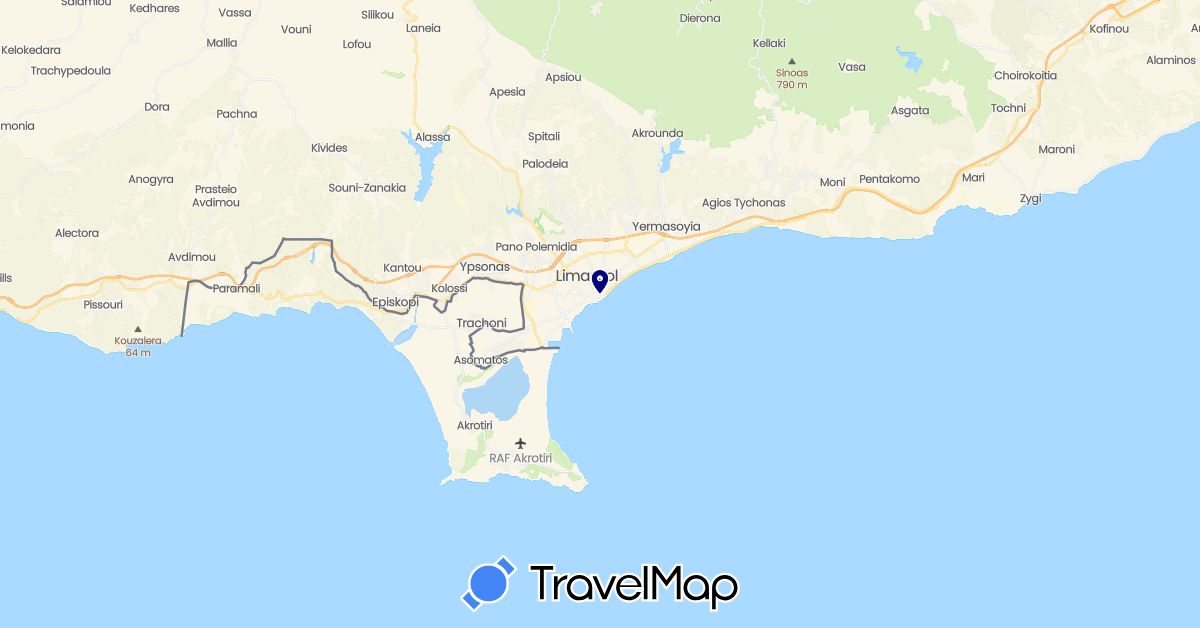 TravelMap itinerary: driving in Cyprus (Asia)